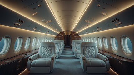 Fototapeta premium airplane interior vip jet business class cabin empty without people