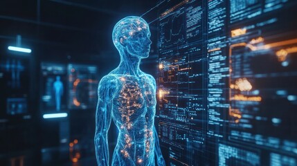 Futuristic Holographic Anatomy Display Powered by Advanced AI Technology