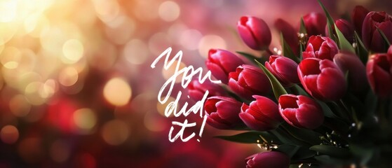 Celebrate Success with Vibrant Red Tulips and You Did It Message