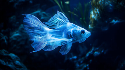 青い光に映えるエイリアンのような深海魚の魅力