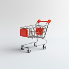 Shopping Cart Isolated on White Background: Retail, E-commerce, Consumer Goods, Product Photography