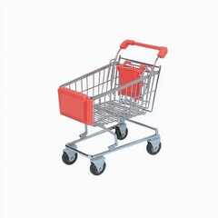 Shopping Cart Isolated on White Background: Retail, E-commerce, Consumer Goods, Product Photography