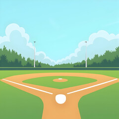 Fototapeta premium Illustrated simple scene of a softball game