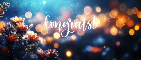 Festive Congratulations Image with Sparkling Lights and Flowers