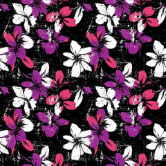 grunge colourful flower background, repeatable seamless background tile	
