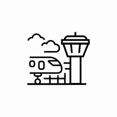 airport plane landed icon sign vector