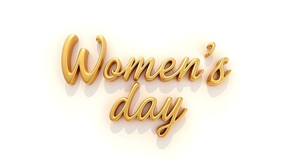 Women's day golden inscription isolated on white background. Women. March 8