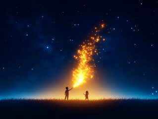 Fiery Night with Individual Directing Fireworks