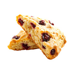 Yummy Orange cranberry scones Isolated On Transparent Background 
