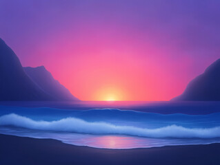 Rugged Coastline with Jagged Cliffs and Crashing Waves