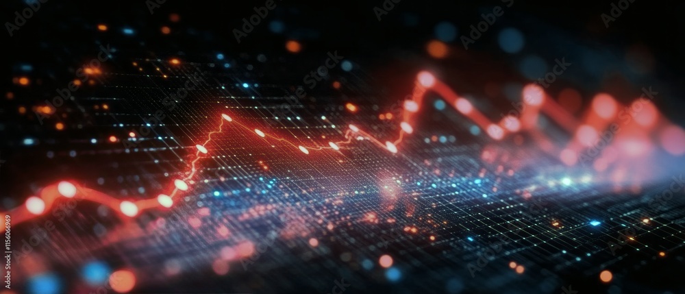 Wall mural dynamic visualization of data trends displayed with vibrant colors illustrating fluctuations