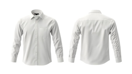 Men s White Dress Shirt  Long Sleeve  Front and Back View  Formal Wear  Classic Style  Bus