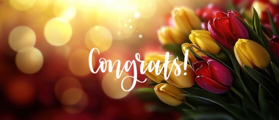 Naklejka premium Congratulations Bouquet: Vibrant Tulips Celebrate Success and Achievement