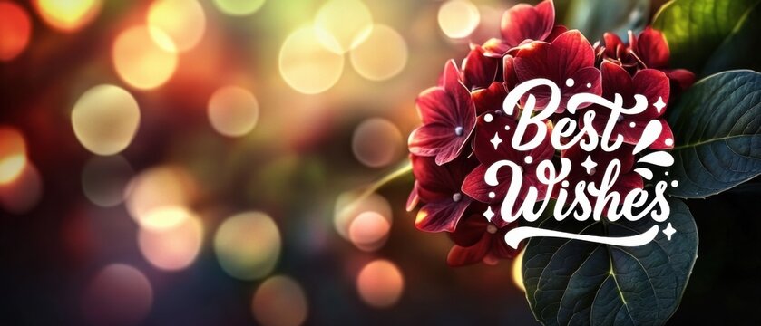 Vibrant Red Flowers with Best Wishes Greeting for Holiday Cards