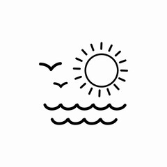 sea sunset icon sign vector