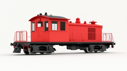Detailed red train engine, 3D render. classic transport concept