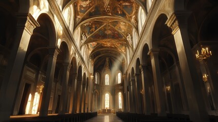 Fototapeta premium Sunbeams in a grand cathedral