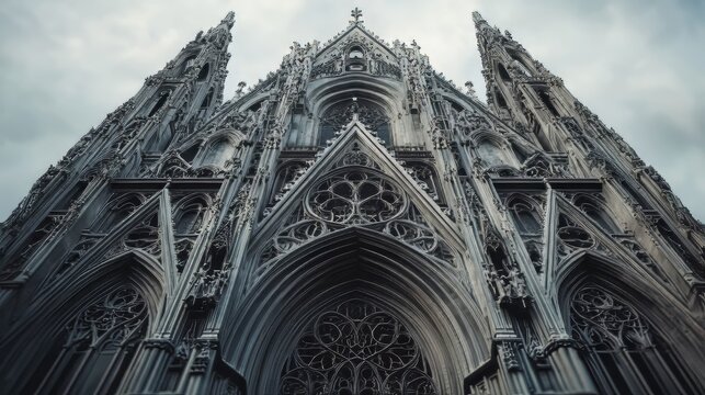 Gothic cathedral facade detail - Powered by Adobe
