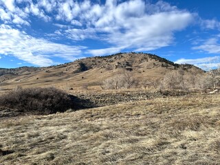 Winter dry prairie trail, Boulder