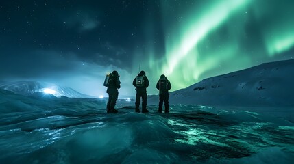 Three explorers witness arctic aurora borealis spectacle