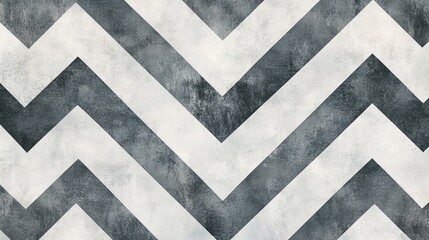 Monochrome chevron pattern with weathered texture and bold zigzag design