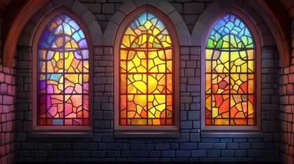 Obraz premium Colorful stained glass church windows
