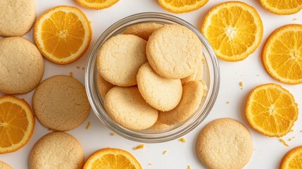 Fresh Baked Orange Cookies Surrounded by Citrus Fruit Slices
