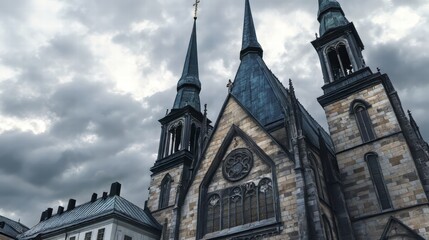 Fototapeta premium Gothic church under a cloudy sky