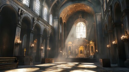 Obraz premium Sunbeams in a grand cathedral
