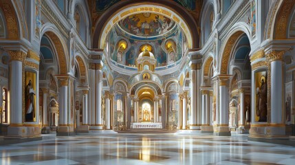Grandiose church interior, ornate details