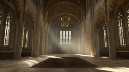 Obraz premium Sunlit cathedral interior, serene and grand.