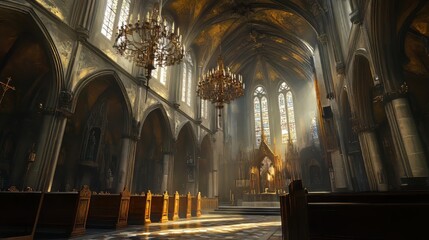 Fototapeta premium Sunlit Grandeur of a Cathedral