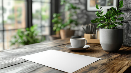 A single sheet of paper with watermarked, minimalist and professional.