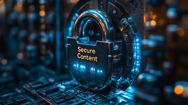 A padlock with the words "Secure Content" beneath a bold "&copy;" symbol.