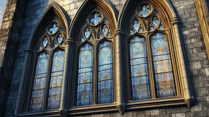 Obraz premium Gothic architecture stained glass windows