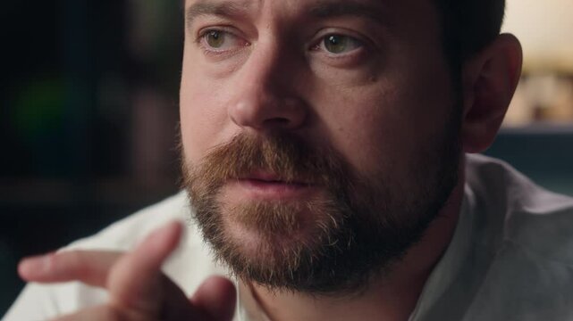 Worried upset depressed Caucasian male worker man developer entrepreneur ceo boss feeling anxious stressed headache in office agency businessman suffering salesman guy pain business crisis difficulty