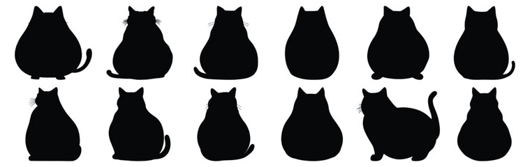 Fat cat silhouette set vector design big pack of fat illustration and icon