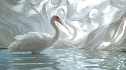 Obraz premium Spoonbill Bird, Paper Cut Art, Abstract Image, Texture, Pattern Background, Wallpaper, Cover and Screen for Smartphone, PC, Laptop, 9:16 and 16:9 Format