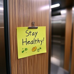 Stay Healthy Note on Stainless Steel Background for Motivation