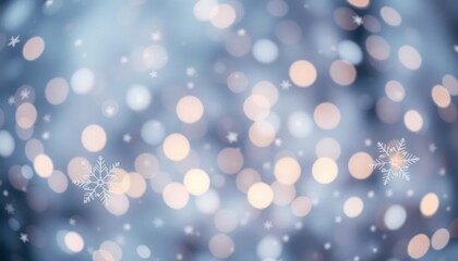 an abstract background of sparkling bokeh lights and snowflakes, creating a magical winter wonderland