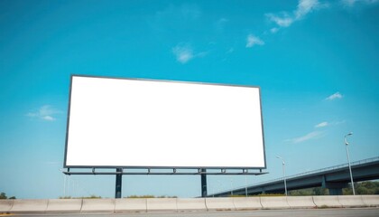 Fototapeta premium Empty Advertising Billboard Against a Clear Blue Sky