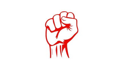 Raised Red Fist Symbolizing Strength and Unity
