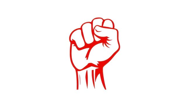 Raised Red Fist Symbolizing Strength and Unity
