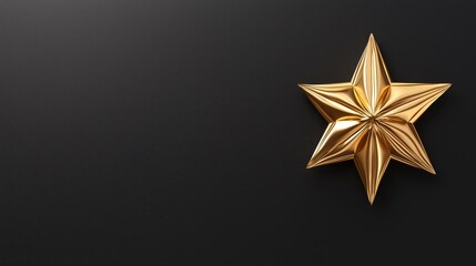 Golden star on black background - luxury and elegance in minimalist design
