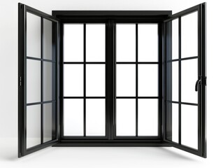 Contemporary Black Metal Window Isolated on White Background