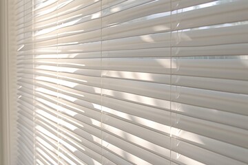Contemporary White Window Blinds Texture: Private Interior Design with Striped Light and Shadow Detail