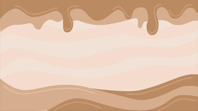Animation of melted chocolate background from top to bottom. Loop playback on 4K footage. Suitable for wallpapers, presentations, banners, etc.