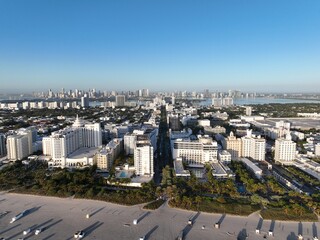 Sunrise Over Miami Beach Skyline, Florida Coastal View