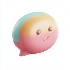 Fototapeta premium Cute pastel-colored cartoon character with a smiling face, perfect for children's products or playful designs.