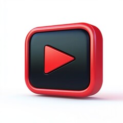 A sleek red and black play button symbol resembling a popular video platform icon.